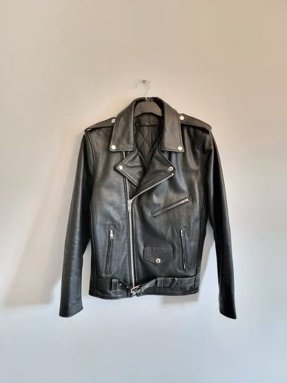 Mens Slim fit Motorcycle Leather Jacket - Free Shipping