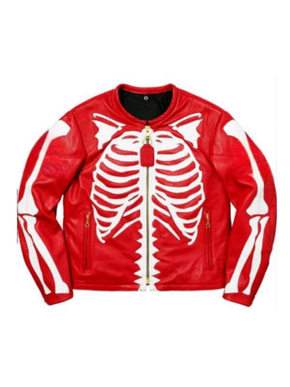 Mens Vanson Skeleton Bones Red Jacket