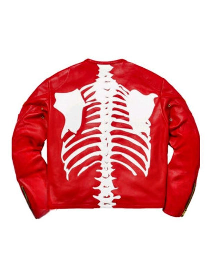 Mens Vanson Skeleton Bones Red Jacket