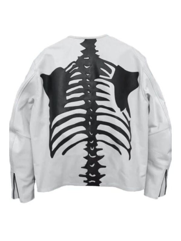 Mens Vanson Skeleton Bones White Jacket