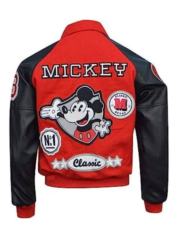 Michael Jackson Mickey Mouse Red Varsity Jacket