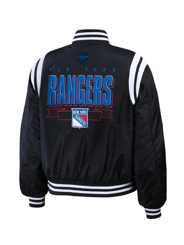 New York Rangers 2024 Stadium Series Black Bomber Jacket