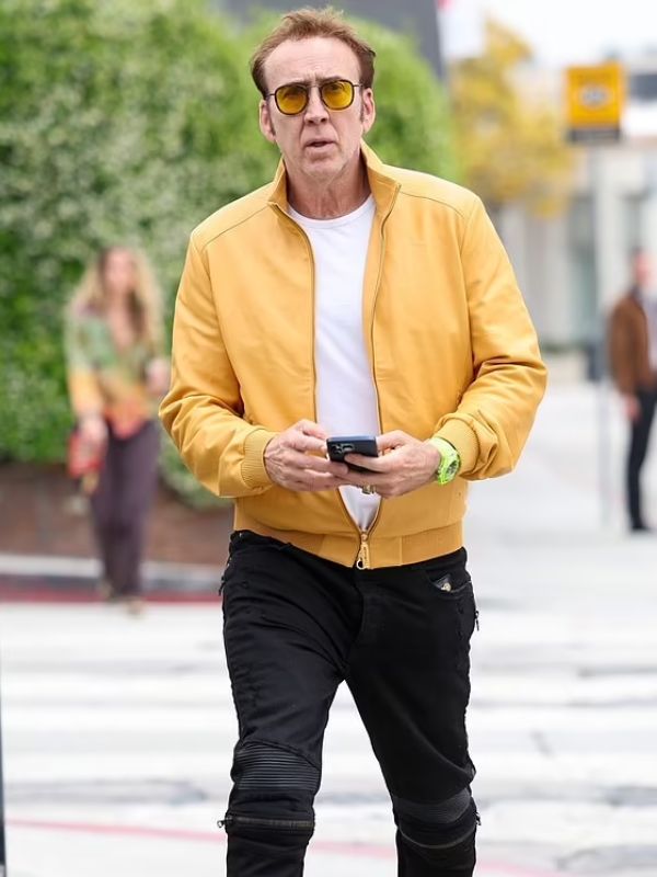 Nicolas Cage Rocked Yellow Leather Jacket