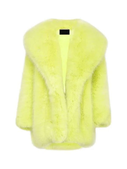 Sabrina Carpenter Yellow Eco Fur Coat