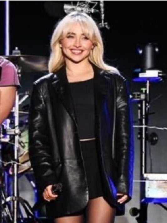 Sabrina Carpenter BBC Radio 1 Black Leather Blazer