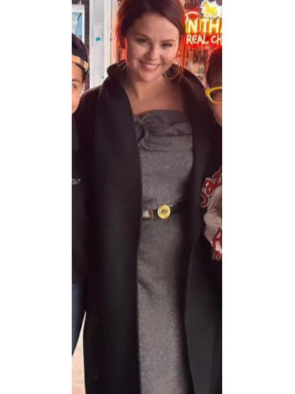 Selena Gomez Black Wool Trench Coat