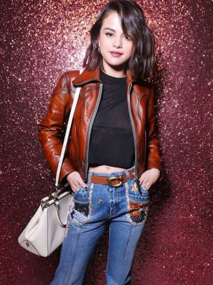 Selena Gomez Coach SS18 Leather Jacket