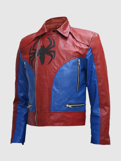 Spider Red and Blue Leather Jacket