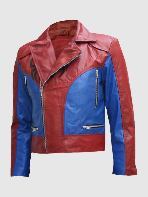 Spider Red and Blue Leather Jacket