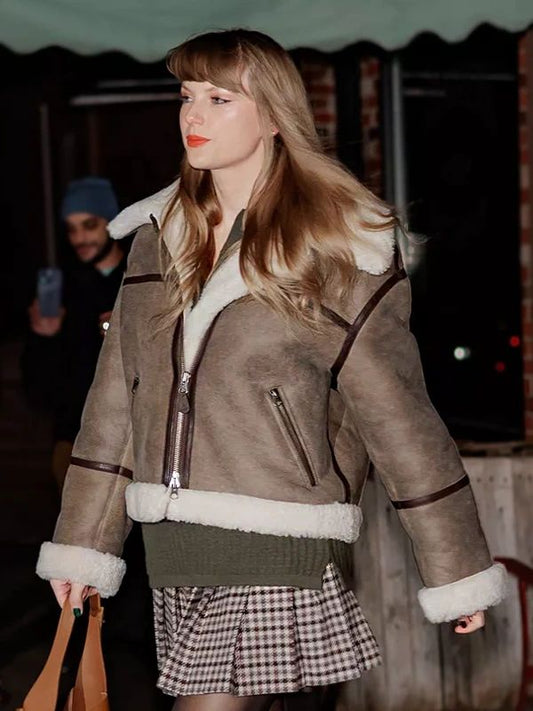 Taylor Swift Aviator Shearling Jacket