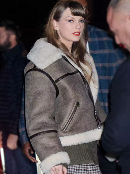 Taylor Swift Aviator Shearling Jacket