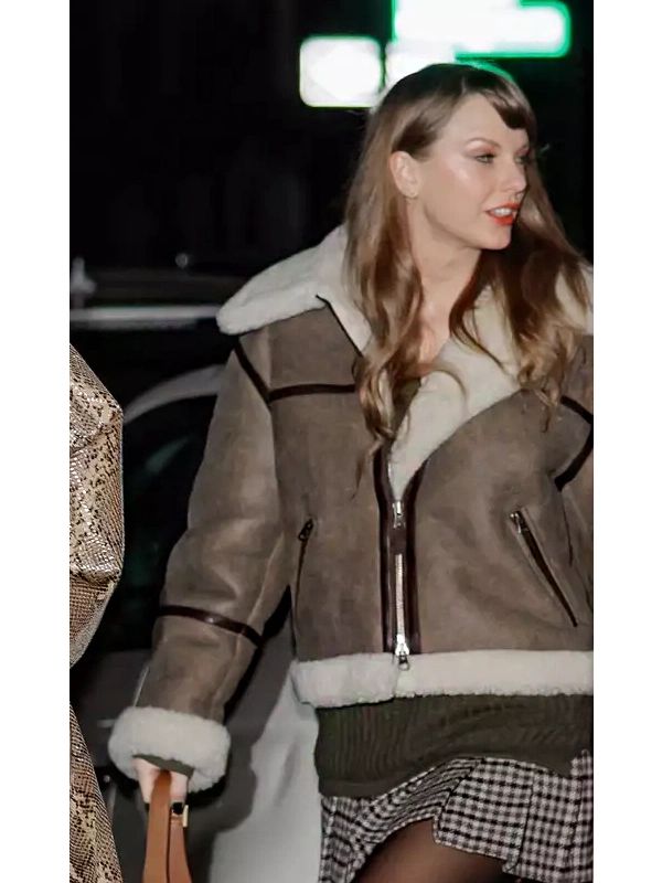 Taylor Swift Aviator Shearling Jacket