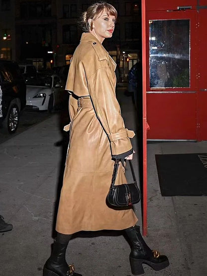 Taylor Swift Leather Trench Coat
