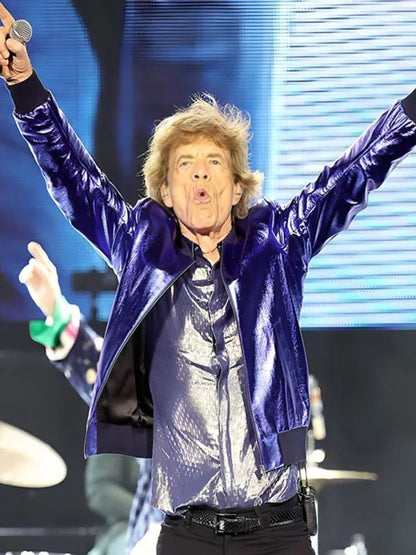 The Rolling Stones Tour 2024 Mick Jagger Blue Jacket