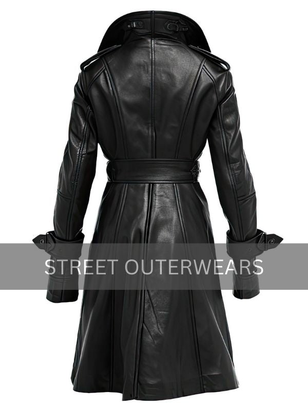 Women's Black  Fashionable Biker Leather Coat