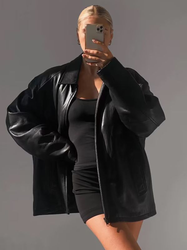 Women Vintage 90's Oversized Straight Black Jacket