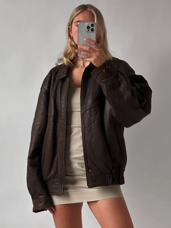 Brown leather deals jacket