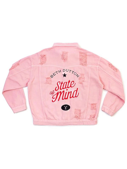 Yellowstone Beth Dutton State of Mind Pink Denim Jacket