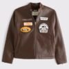 Abercrombie McLaren Leather Racer Jacket Brown
