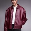 Mens Black Oversized Jacket Mens Oversized Burgundy Leather Jacket