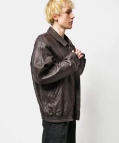 Vintage Brown Leather Oversized Jacket