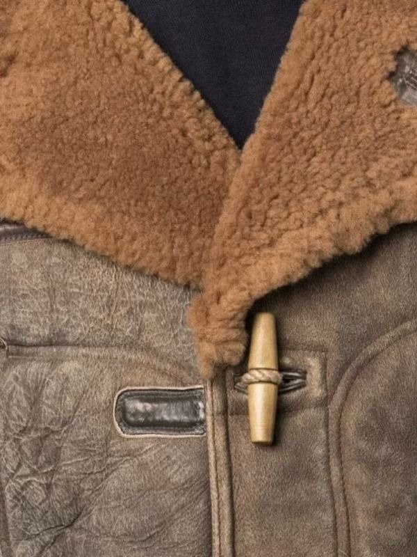 1920s Battle Military Aviator Vintage Distressed Shearling Jacket 1920s Battle Military Aviator Vintage Distressed Shearling Jacket - Image 4