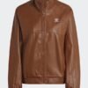 Adicolor Trefoil Brown Faux Leather Jacket