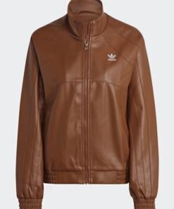 Adicolor Trefoil Brown Faux Leather Jacket