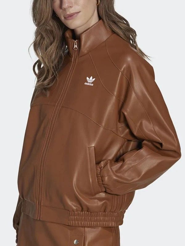 Adicolor Trefoil Brown Faux Leather Jacket Adicolor Trefoil Brown Faux Leather Jacket - Image 2