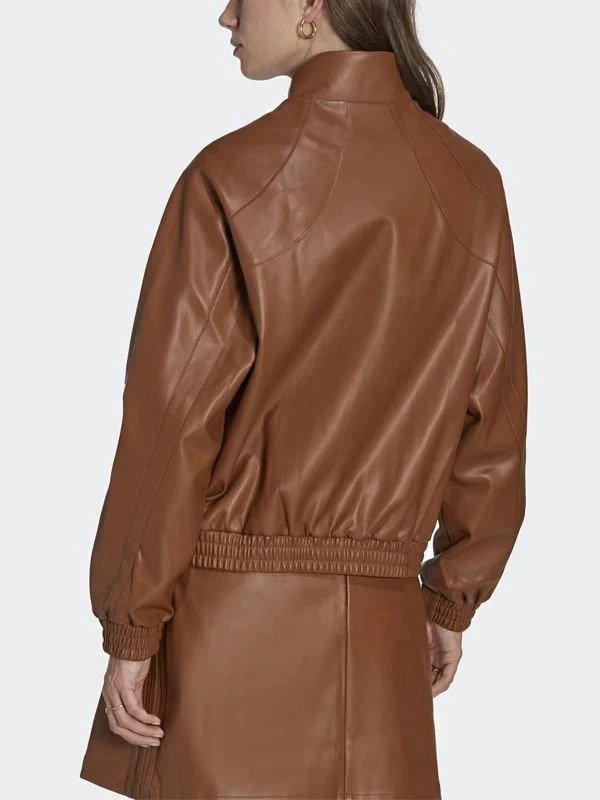 Adicolor Trefoil Brown Faux Leather Jacket Adicolor Trefoil Brown Faux Leather Jacket - Image 3