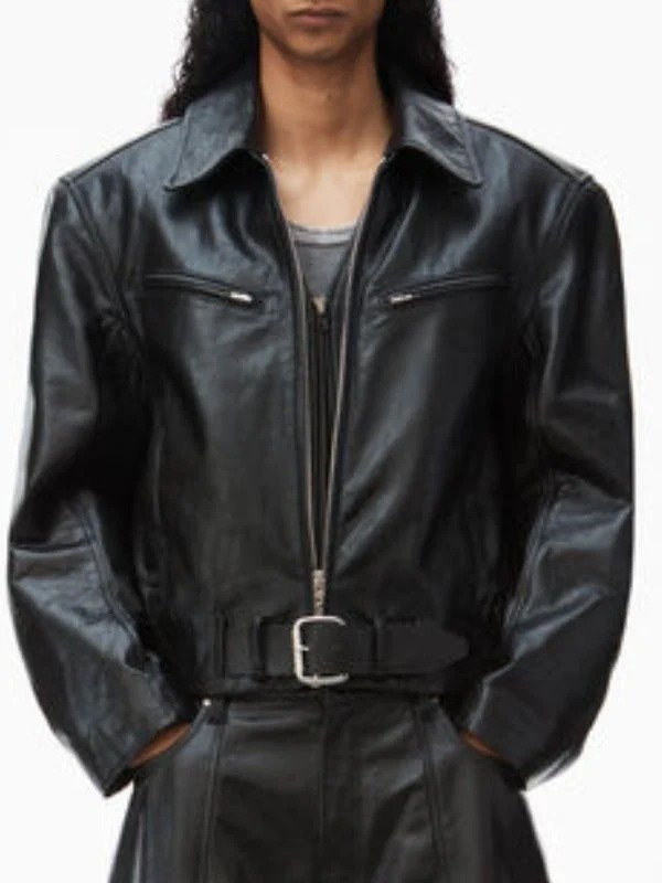 Hailey Bieber Oversized Bomber Black Leather Jacket Hailey Bieber Oversized Bomber Black Leather Jacket - Image 2