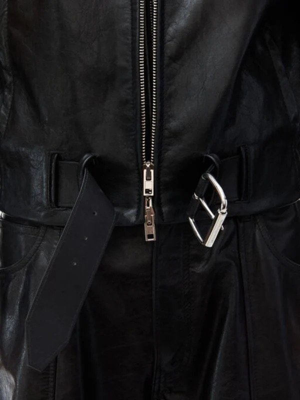 Hailey Bieber Oversized Bomber Black Leather Jacket Hailey Bieber Oversized Bomber Black Leather Jacket - Image 5