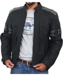 Armoured Motorcycle Biker Black Leather Jacket