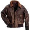 Aviator G-1 Flight Brown Distressed Leather Bomber Jacket - Sale