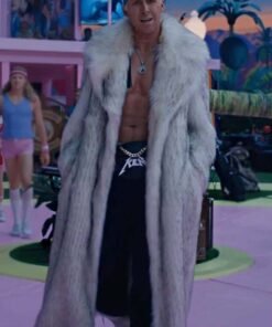 Barbie Ryan Gosling White Fur Coat