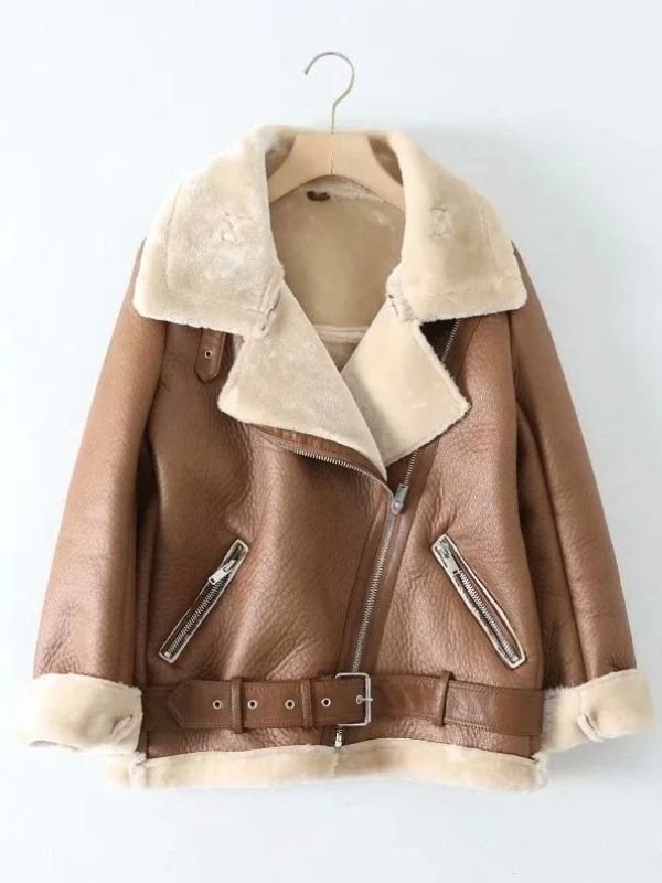 Women Thick Sheepskin Fur Leather Long Jacket Women Thick Sheepskin Fur Leather Long Jacket