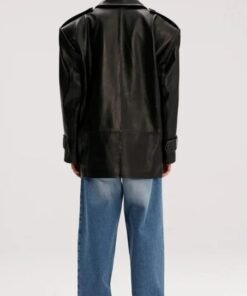 Chiara Ferragni Oversized Black Leather Blazer