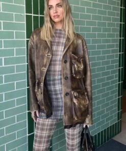 Alternative view of Chiara Ferragni Oversized Brown Distressed Jacket
