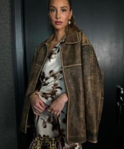 Whitney Port Brown Distressed Oversized Jacket