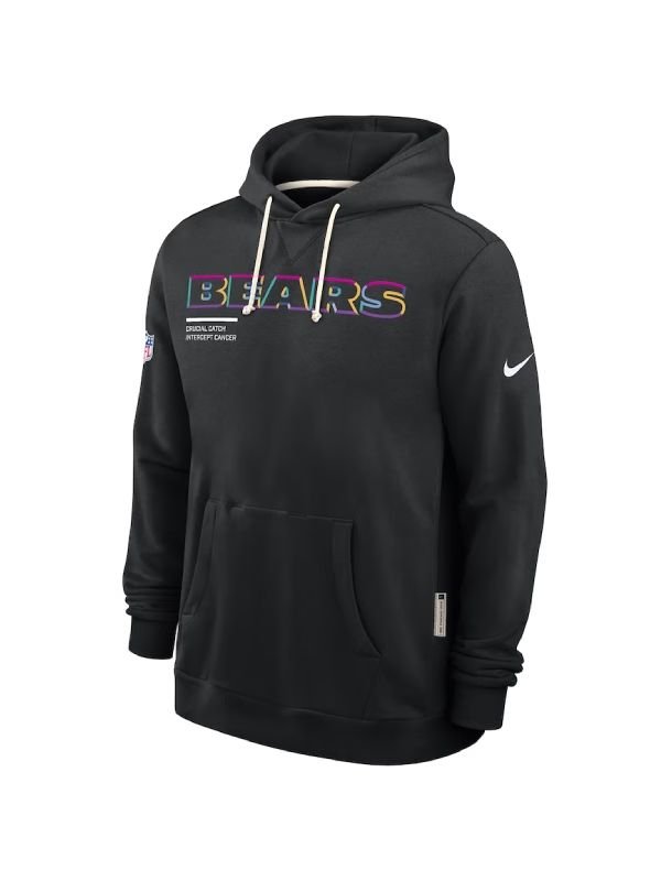 Chicago Bears 2025 Crucial Catch Hoodie Chicago Bears Nike Black 2025 NFL Crucial Catch Sideline Standard Issue Dri FIT Hoodie