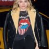 Chloe Grace Moretz Street Style Black Leather Jacket