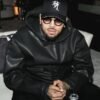 SAG Awards Ted Lasso Team Tracksuit Chris Brown Oversized Black Leather Hoodie