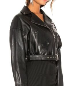 Leonie Hanne Short Body Black Leather Jacket