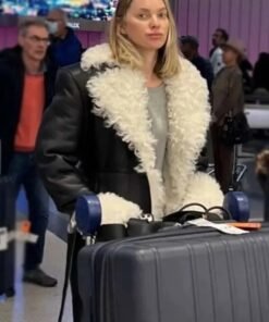 Alternative view of Elsa Hosk Black Shearling Leather Coat