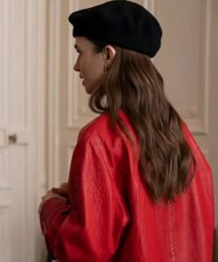 Alternative view of Emily In Paris S04 Lily Collins Red Leather Coat