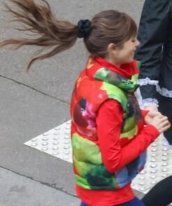 Emily In Paris S04 Lily Collins Red Puffer Vest Emily In Paris S04 Lily Collins Red Puffer Vest