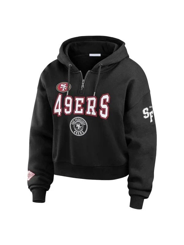 Erin Andrews San Francisco 49ers Black Quarter-Zip Hoodie Erin Andrews San Francisco 49ers Black Quarter-Zip Hoodie - Image 2