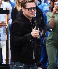 Alternative view of F1 Brad Pitt Black Suede Leather Jacket