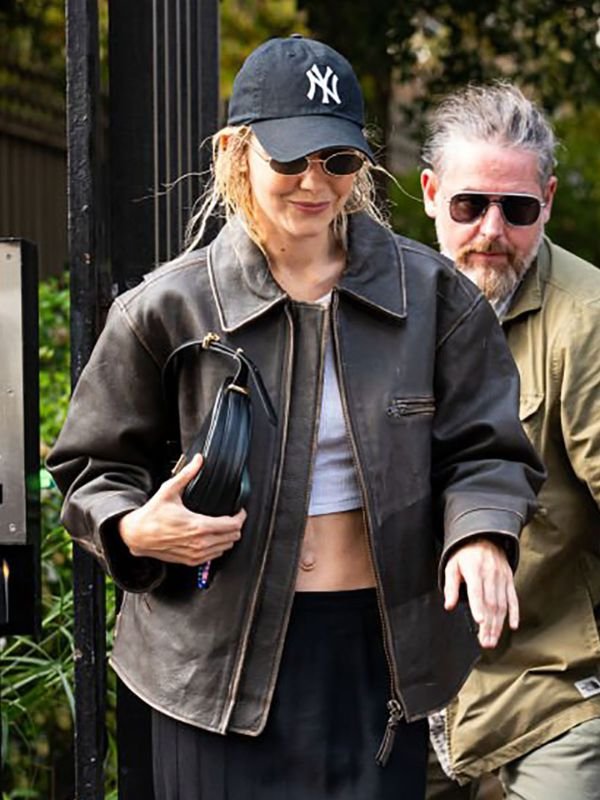 Gigi Hadid Distressed Black Leather Jacket Gigi Hadid Distressed Black Leather Jacket