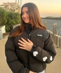 Heart Black Puffer Jacket